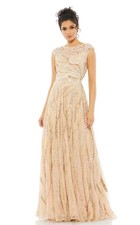 Mac Duggal Beige Multi Sequin Beaded A-Line Gown Size 16 598