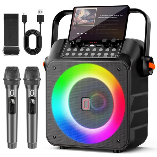 JYX Karaoke Machine With 2 Microphone Portable Party Speaker Bluetooth Subwoofer