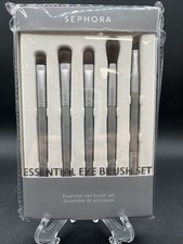 Juego de 5 brochas de ojos Sephora Essential gris plata nuevas en caja