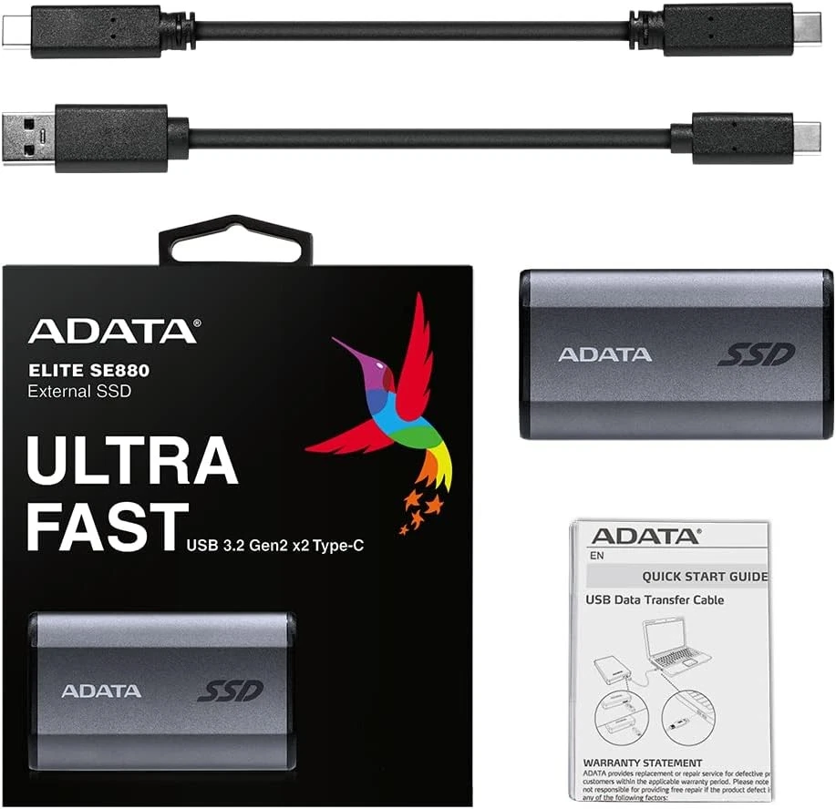 ADATA SSD 1.0TB External SE880 gy U3.2   USB 3.2 Gen 2x2 Type-C 1TB - Image 2 of 4