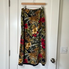 Liz Claiborne Vintage 90s/Y2K 100 Pure Silk Tropical Floral Maxi Skirt