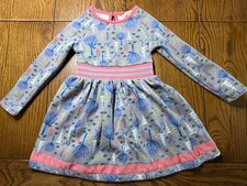 Matilda Jane Around Town Sweatshirt Dress EUC Girls Make Believe Tree Print Sz 4