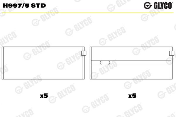 1X Glyco H997/5 STD Kurbelwellenlager FüR Mercedes-Benz Daewoo Puch Ssangyong-image
