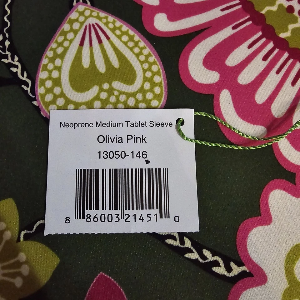 Vera Bradley Neoprene Tablet Sleeve Case Olivia Pink Green Floral Colorful NEW - Image 2 of 4