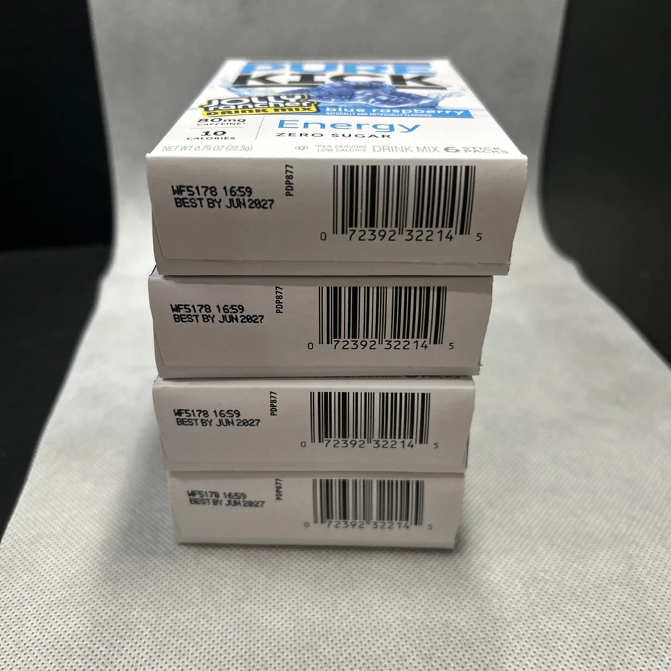 Pure Kick Jolly Rancher Blue Raspberry Drink Mix 6 Stick Each Lot of 4 - Image 3 of 4