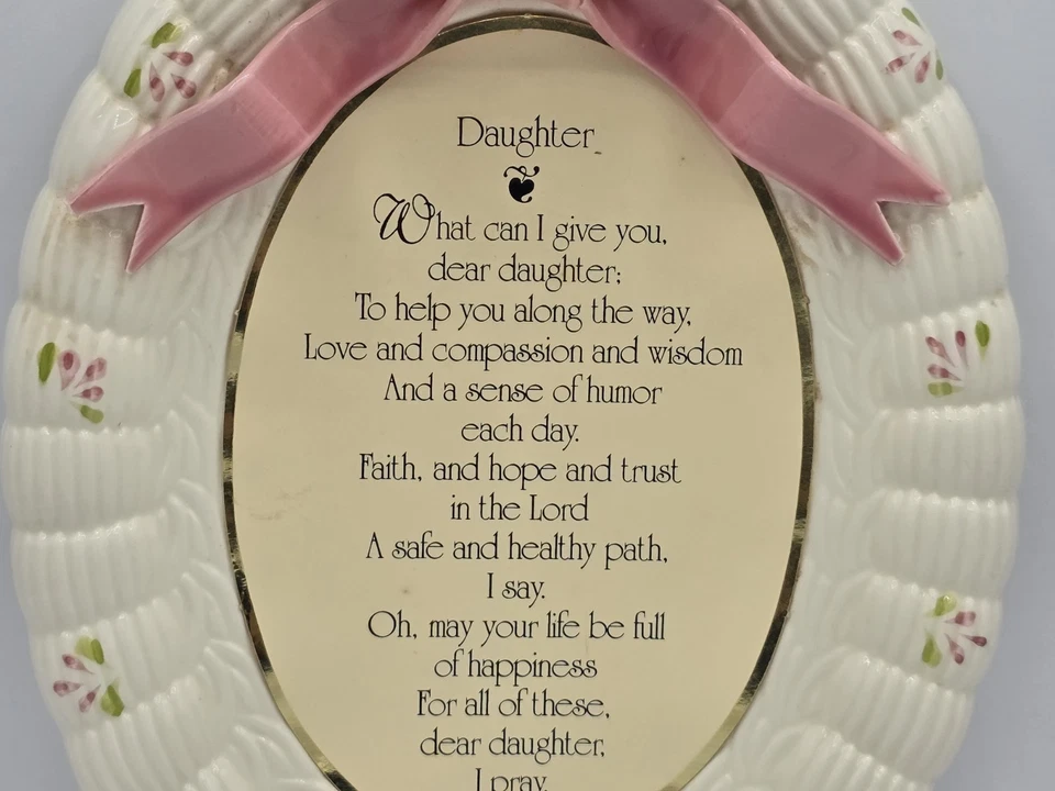 Placa de pared ovalada de cerámica vintage "hija" arco y detalle floral regalos artísticos Foto 4 de 4