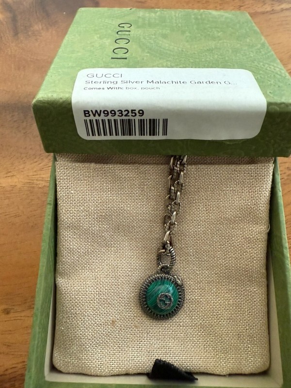 GUCCI MALACHITE  Aged Sterling Silver SNAKE  NECKLACE