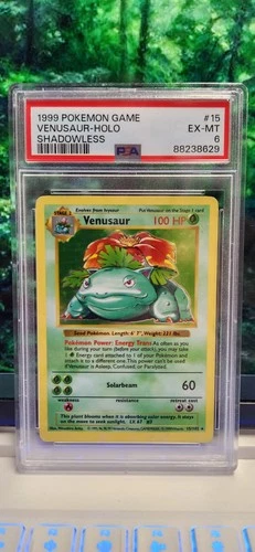 Venusaur 015/102 Base Set (Shadowless) Holo Unlimited PSA 6