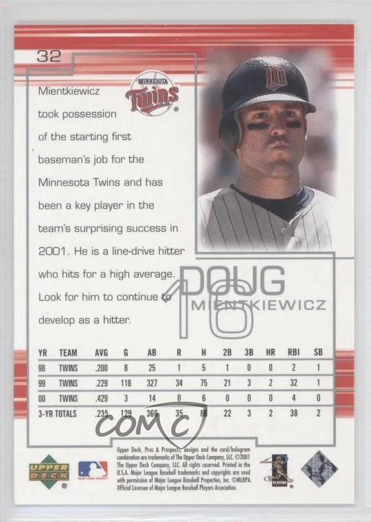 2001 Upper Deck Pros & Prospects Doug Mientkiewicz #32 - Image 2 of 2