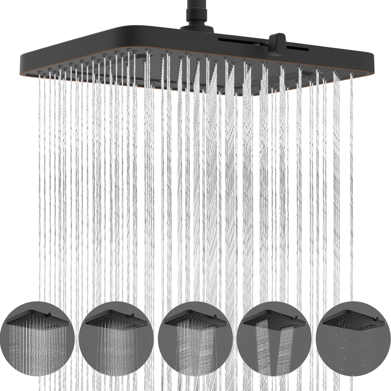 13 Inch High Pressure Shower Head with 5 Settings Rain Shower Head Wall Mounted
Opens in a new windo