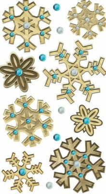 WINTER Snowflakes Snow Flakes Wooden Crystals Embellished Jolee's Stickers
