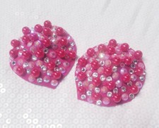 Burlesque Pink Rhinestone Pearl Raspberry Tear Drop Showgirl Cabaret Pasties