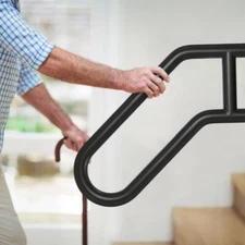 Outdoor Step Handrail Wall Hanging,U-shaped Handrail with Matte Black Finish