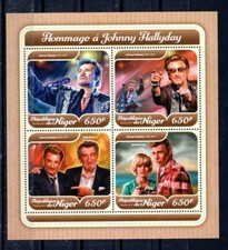 STAMPS - NIGER - 2017 - M/S - JOHNNY HALLIDAY - MUSIC - SINGER - 4 Stamps -