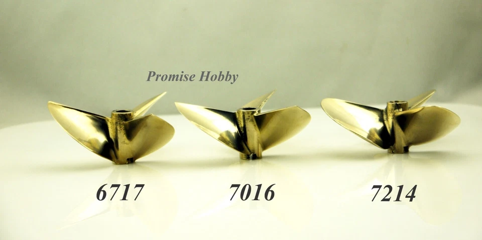 6717 7016 7214 Brass Propeller for 1/4" (6.35mm) Shaft Cable RC Model Boat - Image 4 of 4