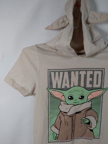 Baby Yoda Star Wars Wanted Short Sleeve T shirt, Hood & Ears Boys Kid Size 10 - Picture 3 of 13