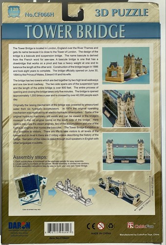 Daron London Tower Bridge 3D 120 Piece Foam Puzzle Model Kit NEW - Picture 2 of 2