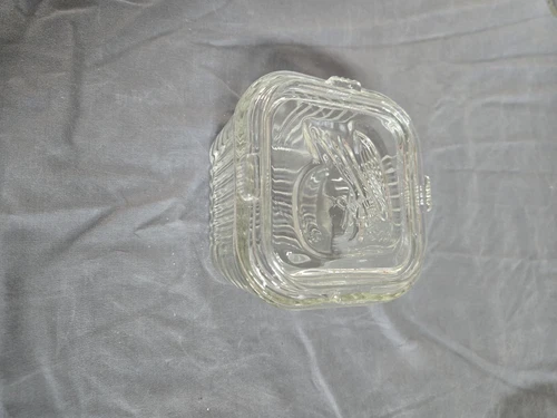 Vintage Federal Glass Small Refrigerator Covered Dish 1 In Lot Lid Has Handles