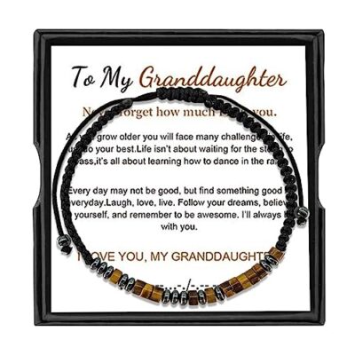 Graduation Gifts for Her Morse Code To My Granddaughter Tiger eye stone