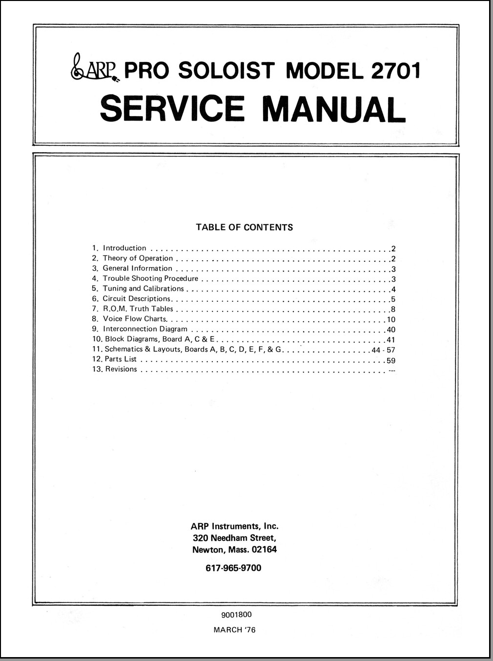 ARP PRO SOLOIST 2701 Service Manual Schematic Diagrams Schem