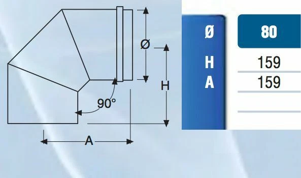 Curva chiusa 90° tubo scarico canna fumaria stufa a pellet acciaio nero 80 mm - Immagine 2 di 2