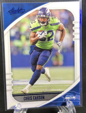 CHRIS CARSON - 2020 Absolute Football Blue Foil parallel card! Seahawks