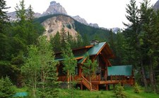 Landscape nature mountains trees forest house alberta Custom Gaming Mat Desk