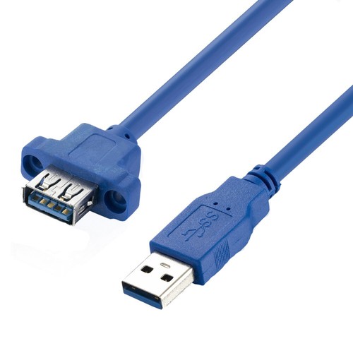 USB 3.0 Extension Cable Cord Male to Female M/F With Screw Panel Mount Data Sync - Afbeelding 1 van 3