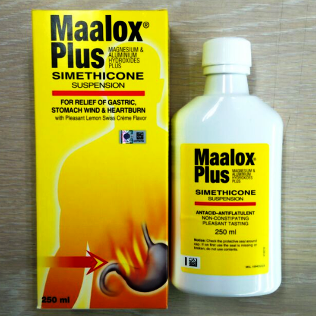 2X Maalox Plus SIMETHICONE Suspension (250ml) For Gastric,Stomach Wind