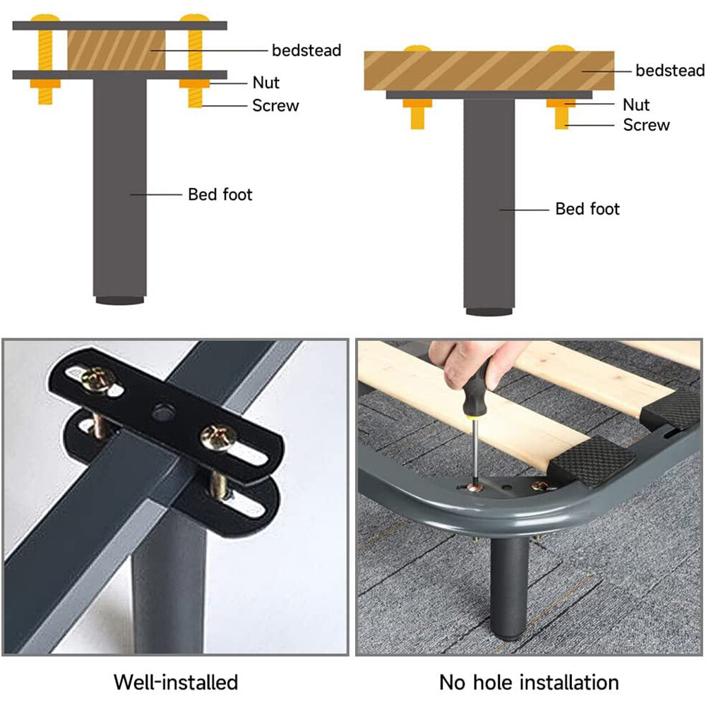 2X Bed Legs Adjustable Retractable Heavy Duty Bed Center Frame Slat