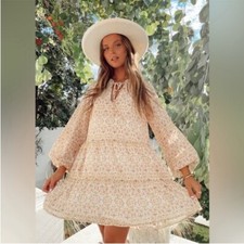 Show Me Your Mumu Birdie Paisley Neutral Tiered Mini Dress S