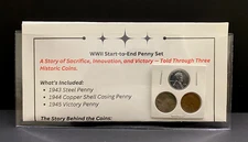 WWII Story in Pennies – 1943 Steel, 1944 Shell Casing, 1945 Victory Copper Cent