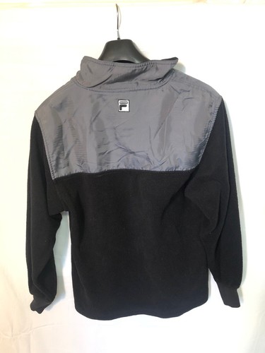 Vintage FILA Mens Small Pullover 1/4 Zip Sweater Gray Spell Out Logo Streetwear - Picture 5 of 7