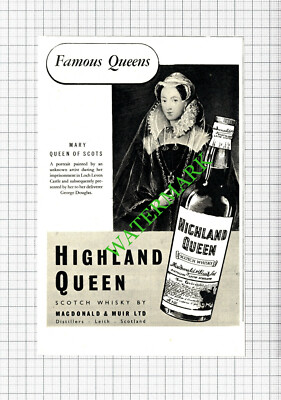 Highland Queen Scotch Whisky Mary Queen of Scots Loch Leven ADVERT -1950 Steckling