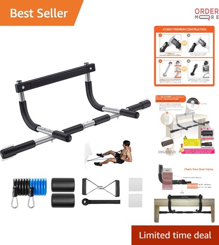 Pull Up Bar Doorway Steel Max 440 lbs Fitness Workout Multi-Grip Indoor Gym