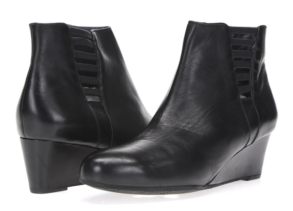 Botas Cortas MUNRO Mujer Cuero Negro Cuñas al Tobillo Talla 9.5 M ¡NUEVAS! 200366 Foto 2 de 4