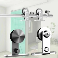 4-16FT Sliding Barn Door Hardware Track Kit, Stainless Steel Heavy Duty Sturdy 