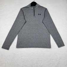 Under Armour Sweatshirt Womens Small Gray Heatgear 1/4 Zip Long Sleeve Active