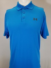 Under Armour Shirt Mens Small Medium Blue Polo Golf DriFit HeatGear