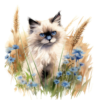 Wandtattoo Aufkleber Aquarell Ragdoll Katze Wandaufkleber 18X18 cm Groß