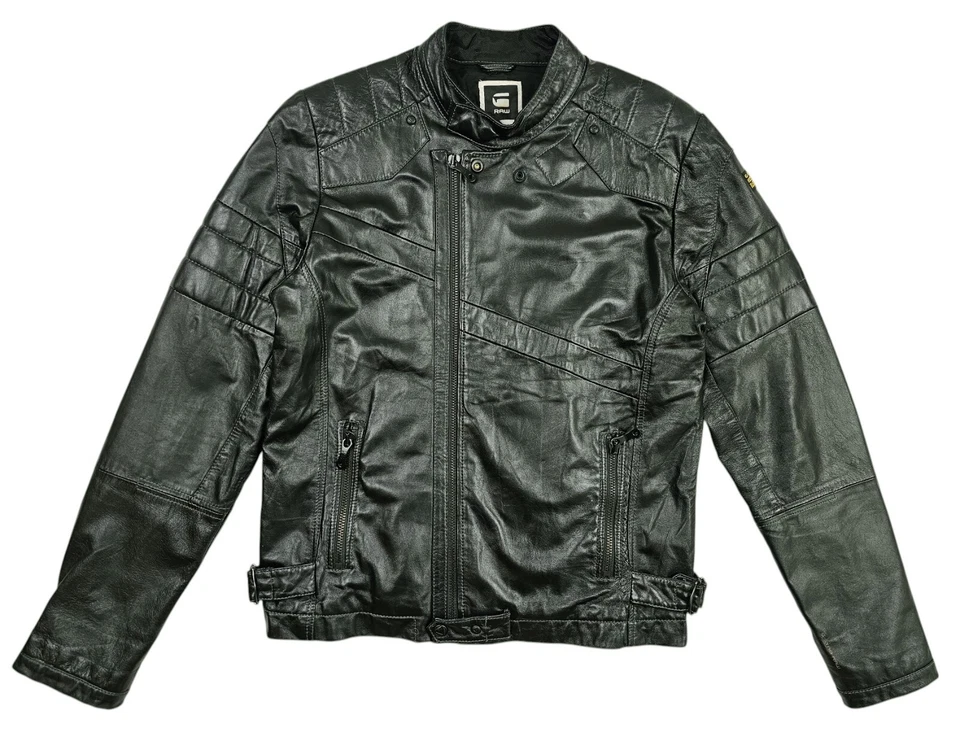 HOT Men's G STAR RAW DENIM @ MARCHANT BIKER Slim BLACK LEATHER Jacket L (*Fit M) - Image 3 of 4