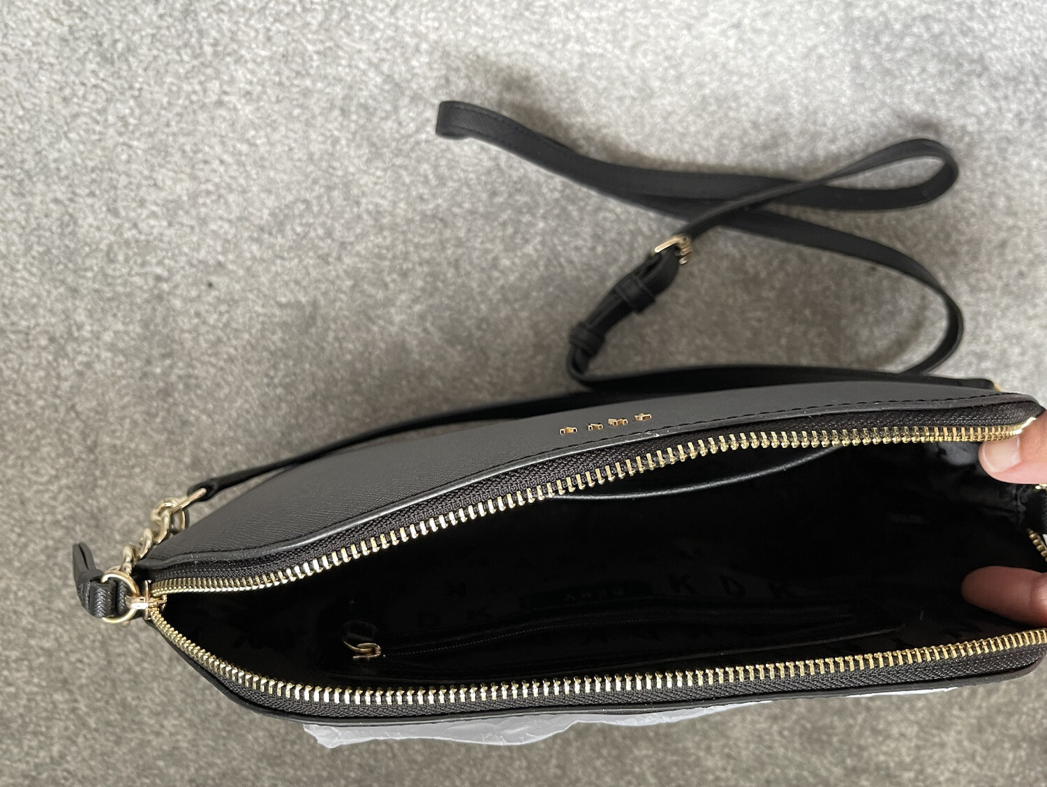 Genuine DKNY Kary Bag Black/Gold Ladies Tote Bag Dome 1 Crossbody Bag