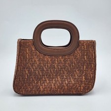 Fossil Vintage Woven Straw Brown Small Purse Handbag
