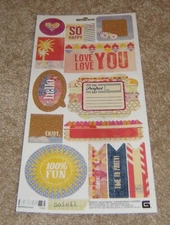 Basic Grey Cardstock Sticker Sheet ~ Soleil....Sun & Fun Words/Phrases