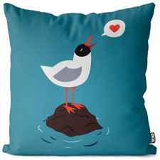 Seagull Graphic Love Cushion Cover Seagull Mothers Day Valentines Rostock Bird Sea