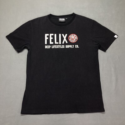 Felix The Cat Mens T Shirt Large Black Sewn Patches Deep Lifestyles Supply Co.