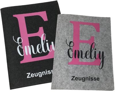 Zeugnismappe mit Namen aus Filz - Personalisierte Zeugnishefter - Mädchen a4