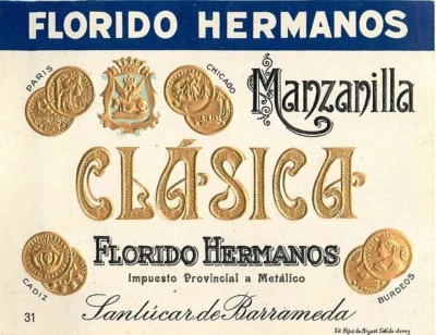 Label Wine Liquor Florido Hermanos Manzanilla Clasica Impuesto Provincial - Image 1 of 2