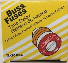 Bussman TL-20PK4 Box of 4 20 amp Edison Base Plug Fuse