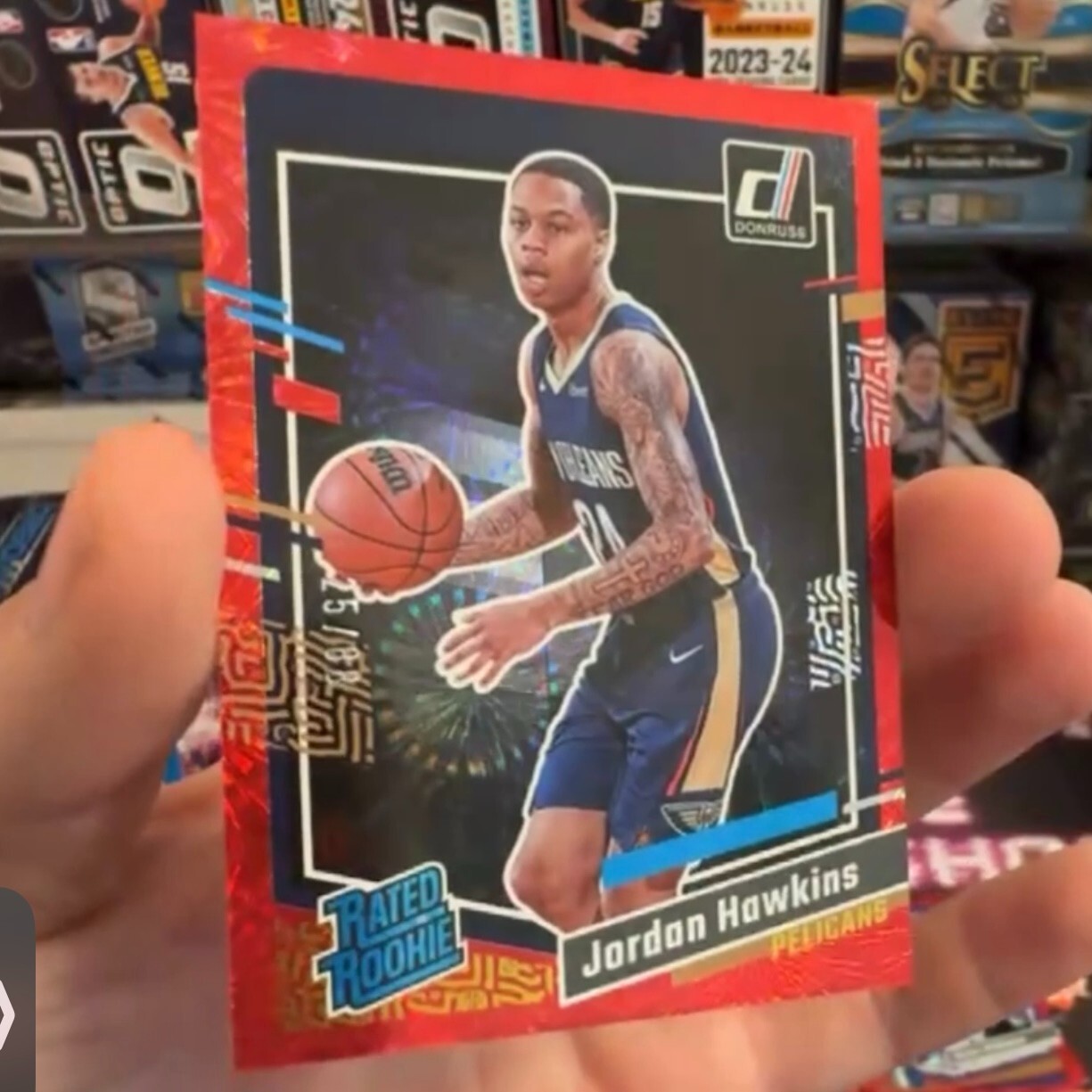 Donruss 2023-24 Jordan Hawkins Rated Rookie Red Fireworks Holo /88 219 RC